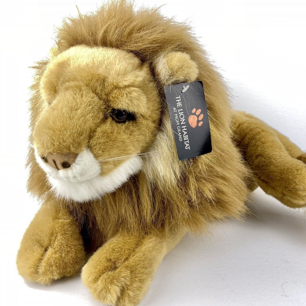 MGM Grand Lion Habitat plush, 16 inch Fiesta stuffed animal, NWT, golden, mane